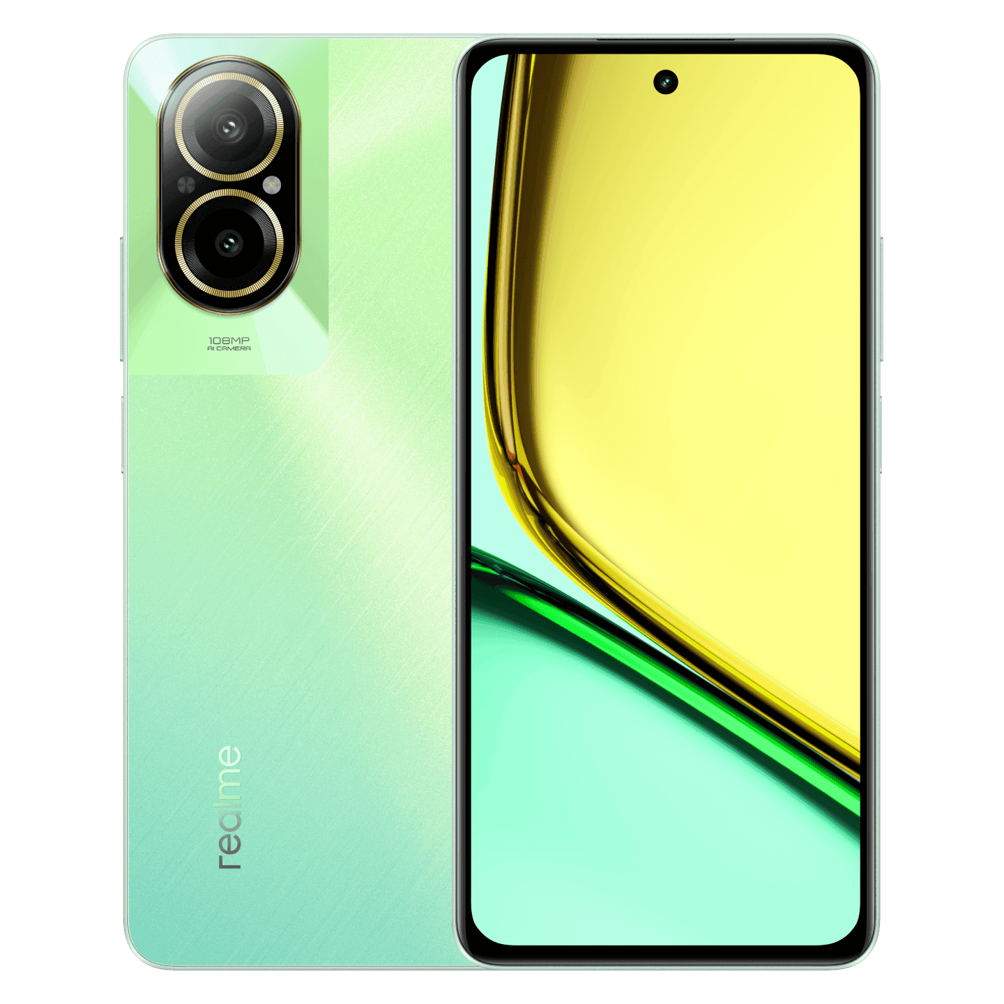 Celular realme em imagem oficial da marca